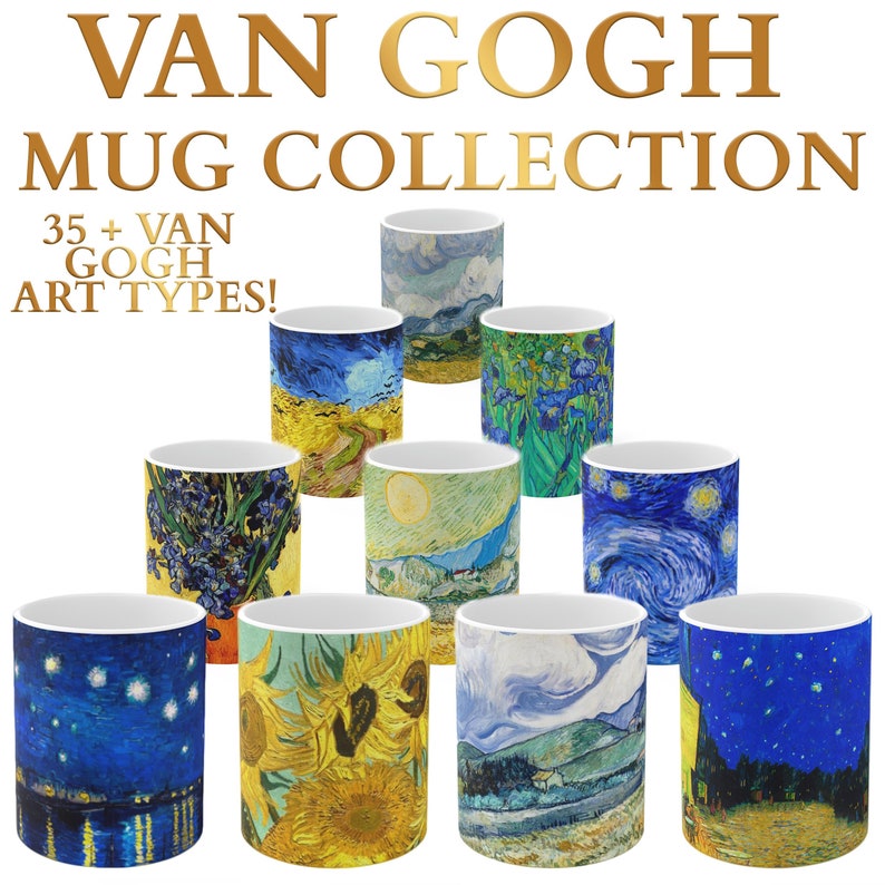 Vincent Van Gogh Mug Starry Night Mug Ceramic Van Gogh Coffee Mug Set Van Gogh Glass Set HUGE VARIETY image 1