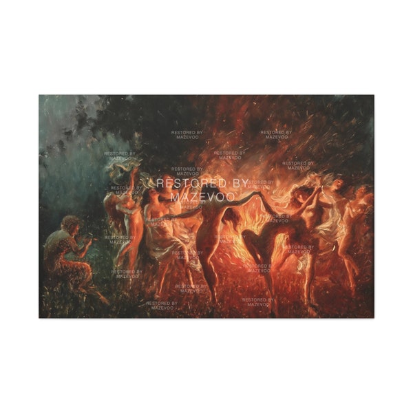 Joseph Tomanek Nymphs and Pan Canvas Print | Mythological Wall Art |  Classical Greek Mythology Decor | Enchanted Forest Dance Scene |