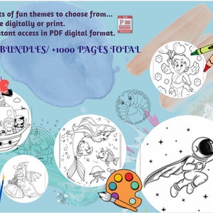 Coloring books for kids. High Quality!! Printable pages in digital format (PDF).
