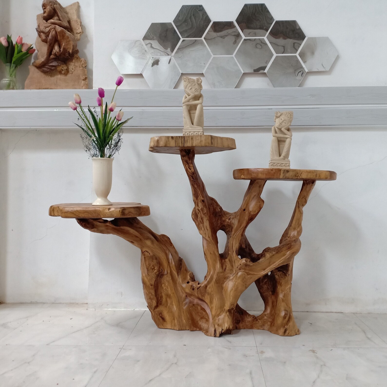 Display Wooden Table Tree Root Table Teak Root Console Etsy