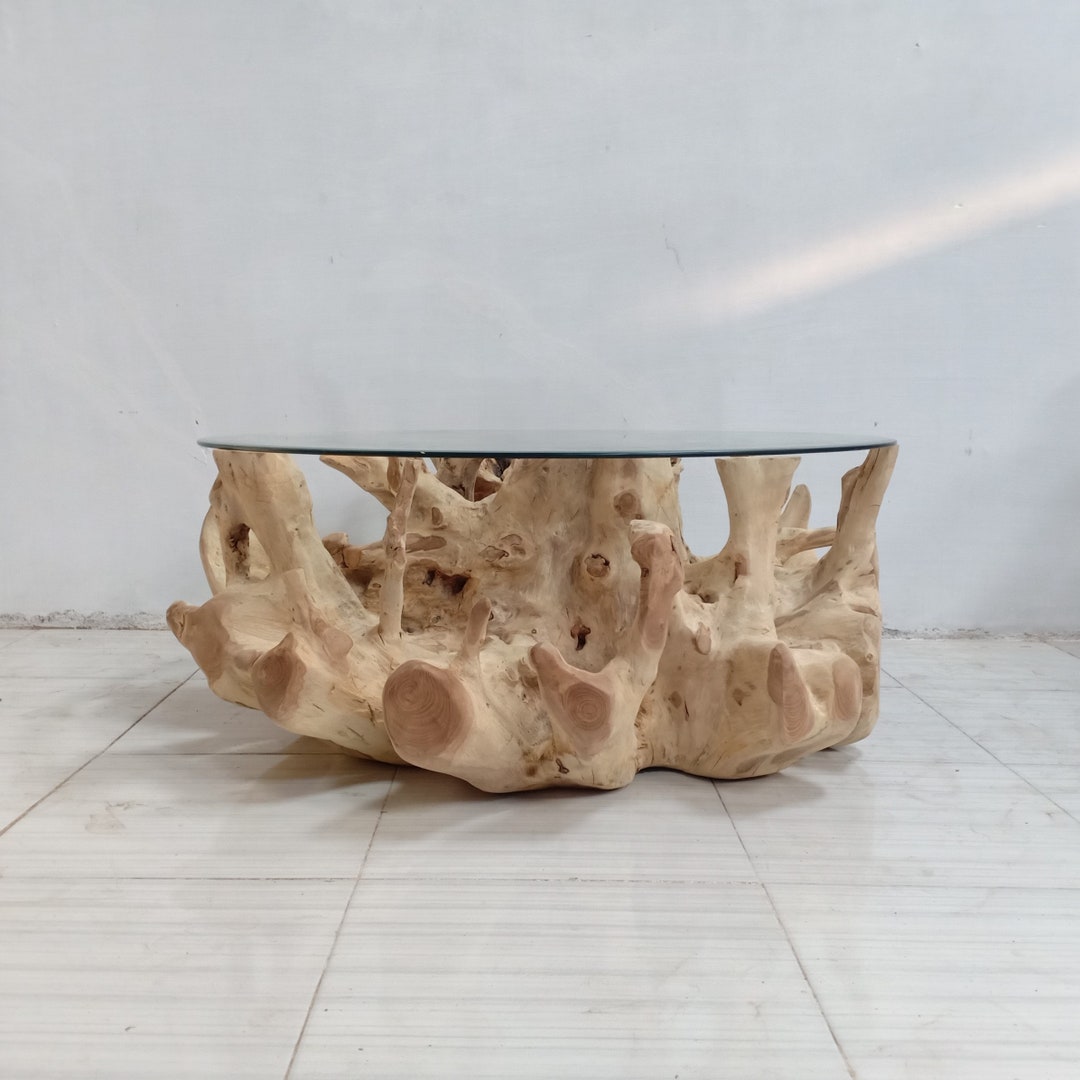 Round Teak Root Coffee Table Teak Wood Coffee Table Root Etsy