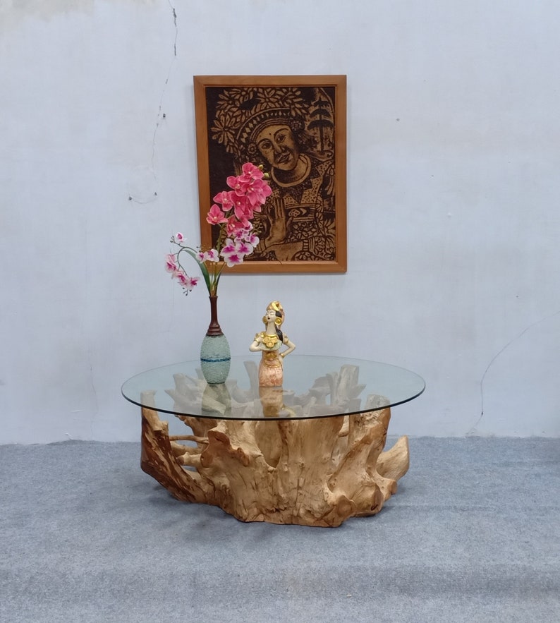 Round Teak Root Coffee Table Teak Wood Coffee Table Root Etsy