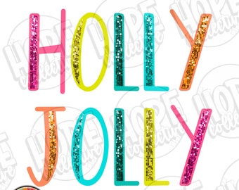 Holly Jolly Sequin Christmas Sparkle Digital PNG