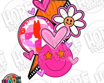 Disco Lightning Valentines Day Design PNG