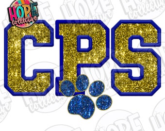 CPS Disco Sequin Faux Embroidered School Spirit Design PNG