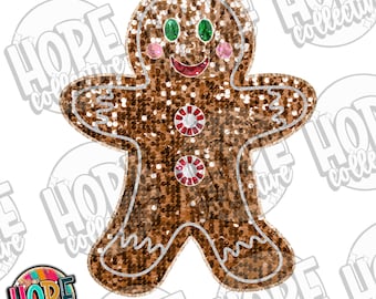 Disco Sequin Gingerbread Man PNG Digital Download