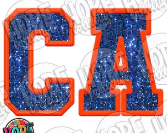 Cougars Disco Sequin Faux Embroidered Letters Only School Spirit Design PNG