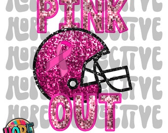 Pink Out Helmet Breast Cancer Awareness Faux Sequin PNG