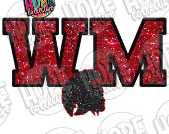 WM Trojans Disco Sequin Faux Embroidered School Spirit Design PNG