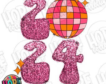 2024 New Year Digital Faux Sequin PNG