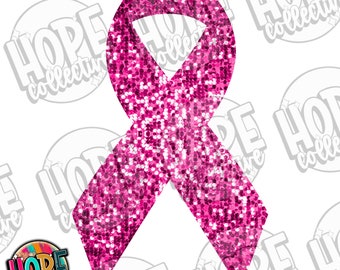 Ribbon Breast Cancer Awareness Faux Sequin PNG