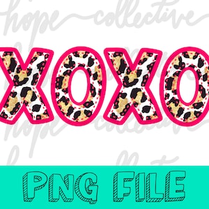 XOXO Gold Glitter Leopard Print Valentines Day PNG