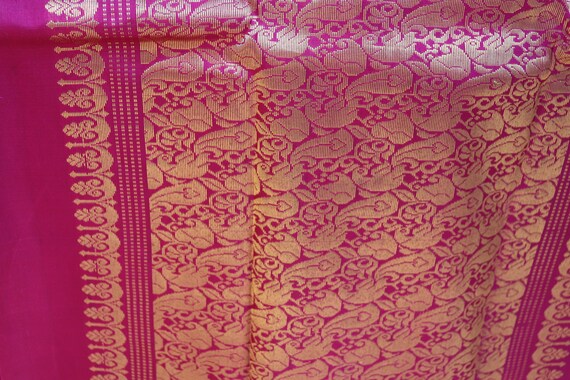 Mahogany & Raspberry Silk Sari from Kanchipuram - image 3