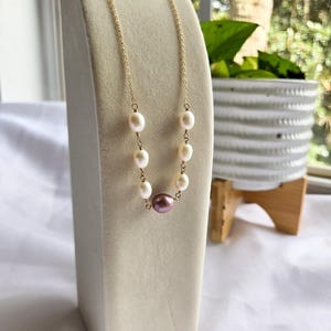 Edison pearl floating necklace gold filled freshwater pearl genuine AAA luster purple white pearl necklace