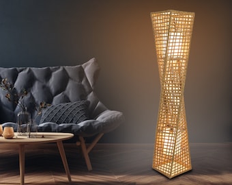 Artiva USA Phuket Rattan Unique Handcrafted Twist Floor/Table Lamp