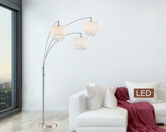 Artiva USA Lumiere IV 80 in. LED Crystal Arc Floor lamp with Dimmer