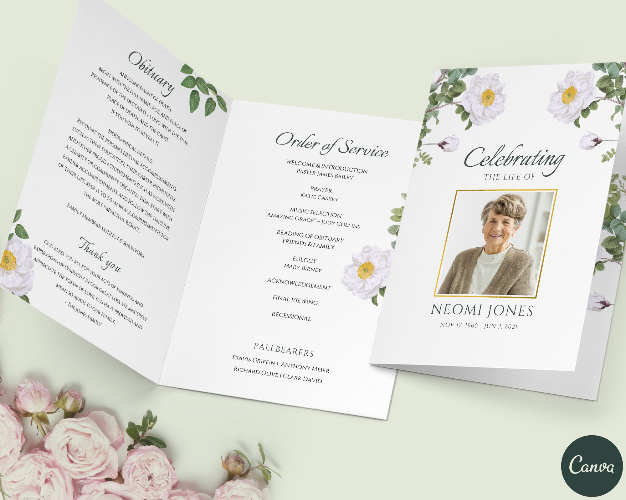 Obituary Template Funeral Program Template Memorial Service Template