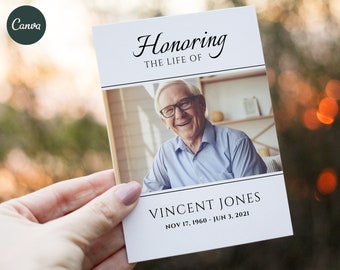 May include: A white memorial card with a black border and the text "Honoring The Life Of" at the top. A photo of a man smiling is in the center of the card. The text "Vincent Jones" is below the photo, followed by the dates "Nov 17, 1960 - Jun 3, 2021".