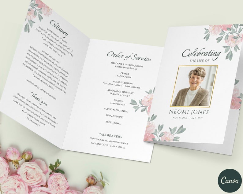 Obituary Template Funeral Program Template Memorial Service Template