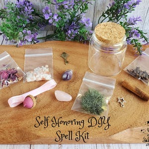 Complete Self Honoring DIY Spell Jar Kit with Ingredients and Spell Guide included, Create Your Own, Handmade Altar Kit, Witchcraft Supplies