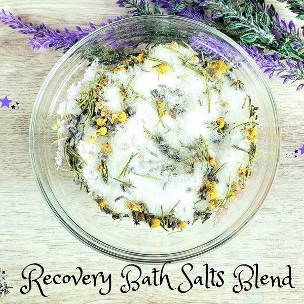 Recovery Bath Salt Blend, Physically Uplifting Herbal Soak, Handmade, Decorative Jar, Refill Bag, Energy Care & Healing, Witchcraft Supplies