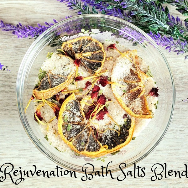 Rejuvenation Bath Salt Blend, Herbal Soak, Decorative Jar, Refill Bag, Energy Replenishing, Spiritual Healing, Recharge, Witchcraft Supplies