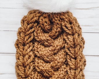 Customizable Braided Adult Knit Beanie- READY TO SHIP