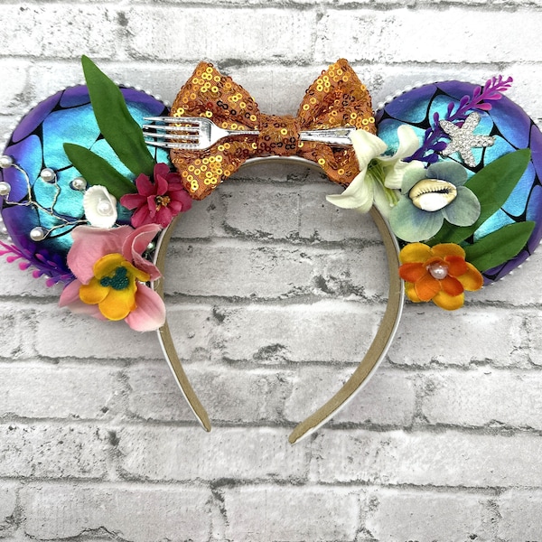 Ariel Inspired Custom Handmade Ears - Magical Princess Mermaid Headband- Dinglehopper Ears