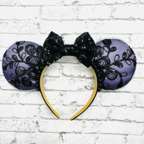 Purple and Black Lace Ears/ Minnie Ears/ Disney Inspired  display picture 1