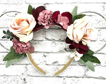 Pink Floral Minnie Inspired Ears/ Illumination/ Floral Ears/ Fall Floral Ears/ Princess Ears