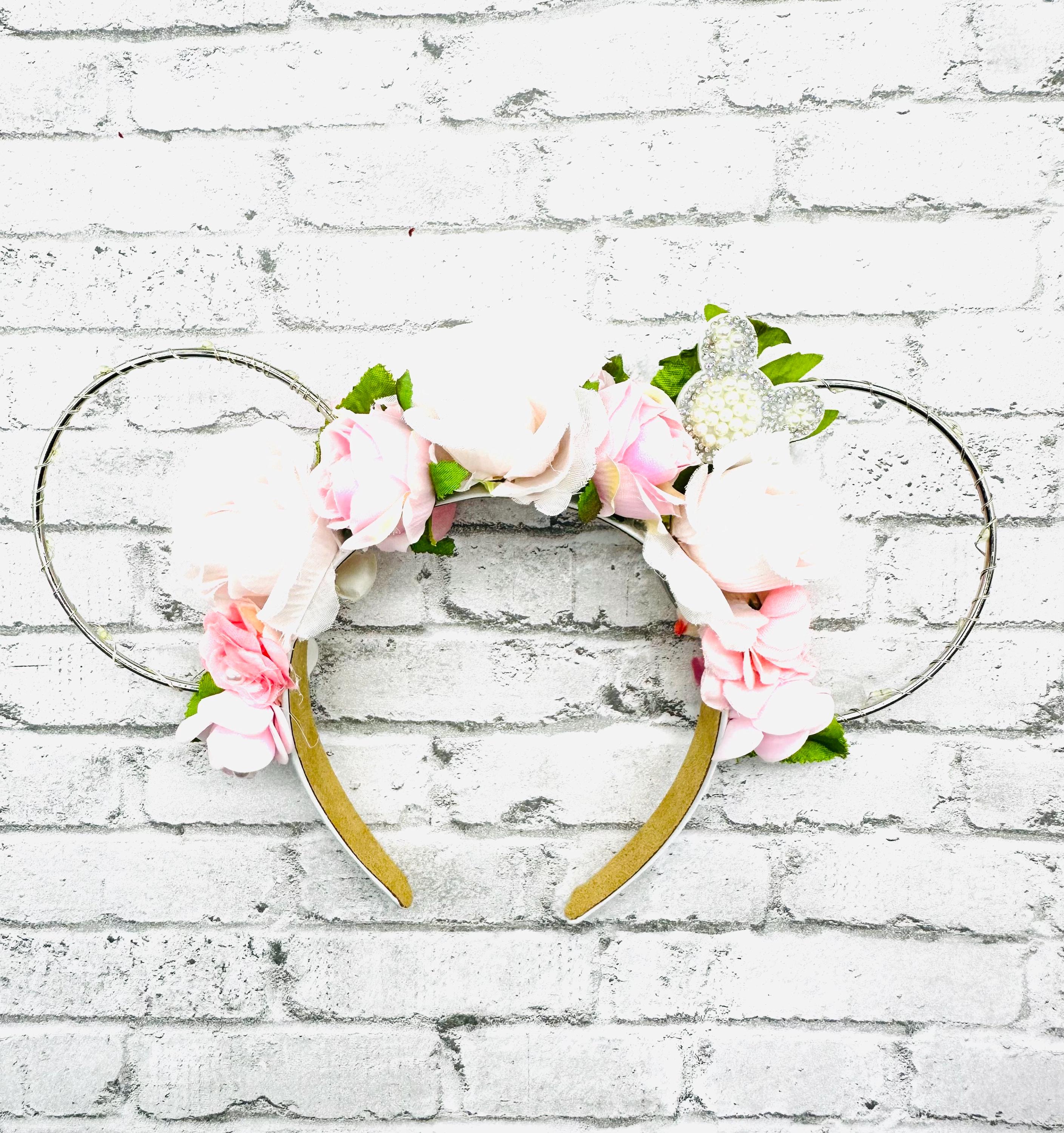 Pink Floral Hoop Ears/ Floral Ears/  Foral Illuminated Ears