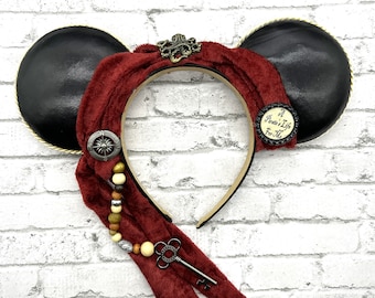 Pirate Ears/Mickey Ears/Jack Sparrow Inspired/Pirates of the Caribbean/ Pirate Party/ Cruise Ears