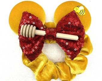 Winnie the Pooh Inspired Scrunchie/ Pooh Bear Scrunchie