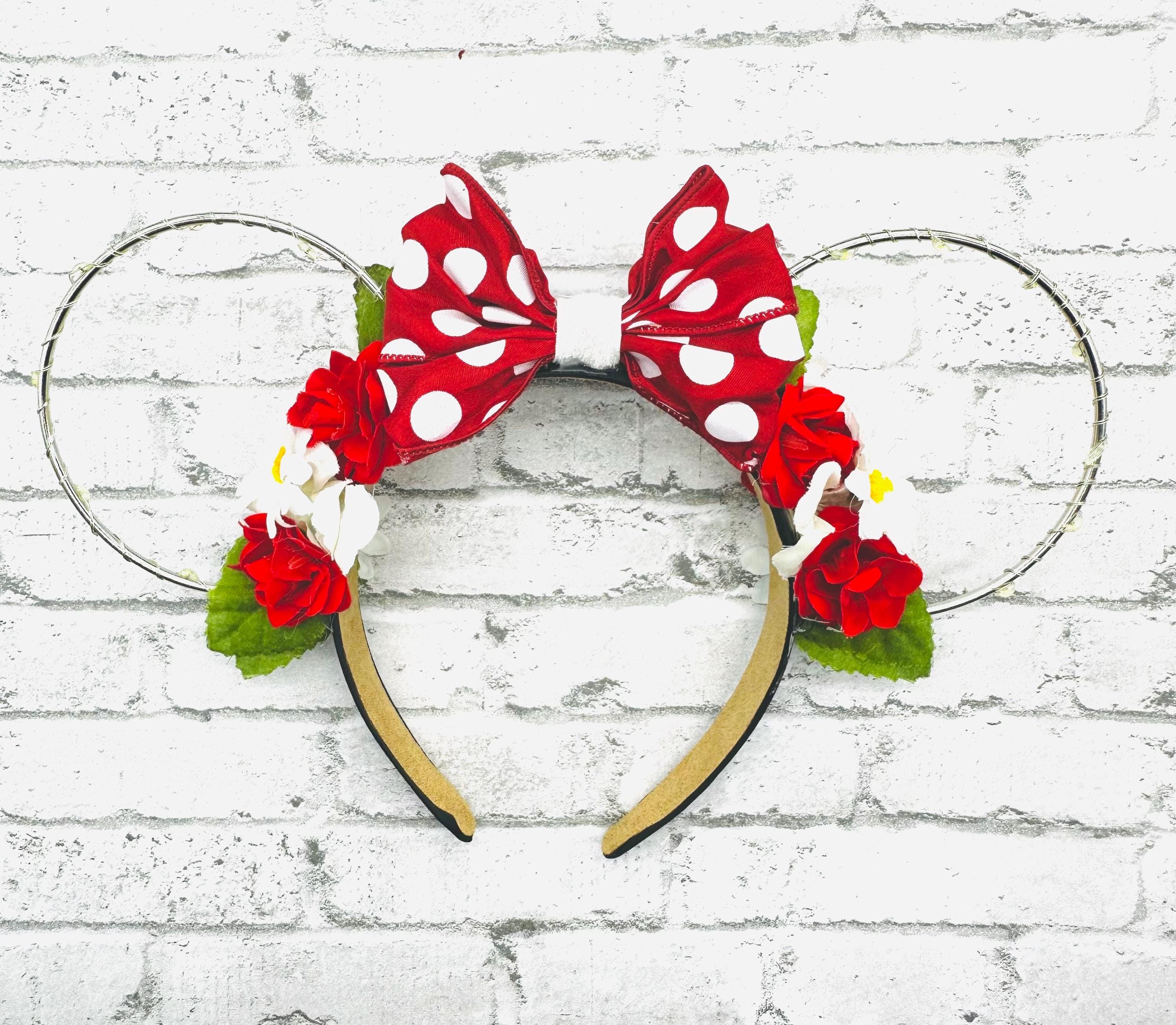Minnie Mouse Inspired Hoop Ears/ Minnie Red Bow Ears/ Minnie 