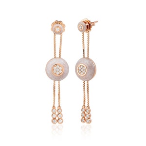 0.72ct Real Diamond Dangle Earring 18k/14k Gold - Dainty Diamond Earring - Stylish Dangle Diamond Earring - Cocktail Earring