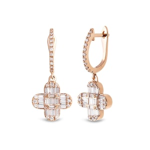 0.85 ct Natural Diamond Earring 18k/14k Solid Gold - Dainty Floral Diamond Earring - Stylish Flower Diamond Earring - Anniversary Gift