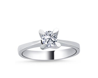 0.30 ct Real Diamond Solitaire Engagement Ring Gold · Round Cut Solitaire Ring · Dainty Solitaire Ring Gold · Engagement Ring