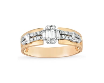 0.32 ct Natural Diamond Ring Solid Gold · Anniversay Diamond Ring · Rose Gold Diamond Ring · Baguette Cut Diamond Solid Gold