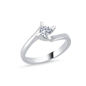 0.21 ct Diamond Modern Style Solitaire Ring · Dainty Solitaire Ring · Real Diamond Solitaire Engagement Ring Gold · 14K White Gold Ring