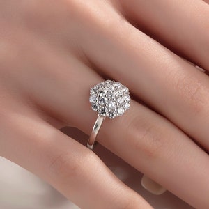 1.32 ct Round Diamond Cluster Ring, Solid Gold Round Cut Diamond Exclusive Elegant Flower Ring, Gift for Her