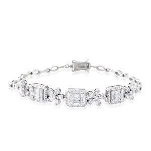 1.82ct Baguette Natural Diamond Bracelet · Diamond Bracelet For Bridal · Solid Gold Diamond Bracelet · Bridal Diamond Bracelet · Wedding Set