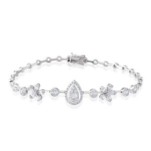 1.08ct Baguette Natural Diamond Bracelet · Diamond Bracelet For Bridal · Solid Gold Diamond Bracelet · Bridal Diamond Bracelet · Wedding Set