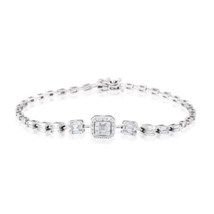 0,88ct Baguette Natural Diamond Bracelet · Diamond Bracelet For Bridal · Solid Gold Diamond Bracelet · Bridal Diamond Bracelet · Wedding Set