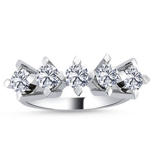1.29 ct Five Stone Diamond Ring · Multi Diamond Ring · Five Stone Engagement Ring · 14k White Gold Wedding Band