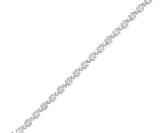 Baguette Cut Natural Diamond Bracelet · Diamond Bracelet For Wedding · Solid Gold Diamond Bracelet · Bridal Diamond Bracelet · Gift for Her