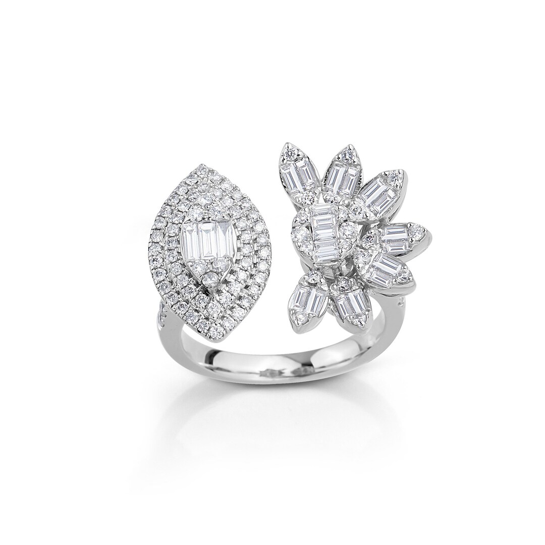 Flower Shape Natural Real Diamond Stone · Exclusive Bridal Rings ...