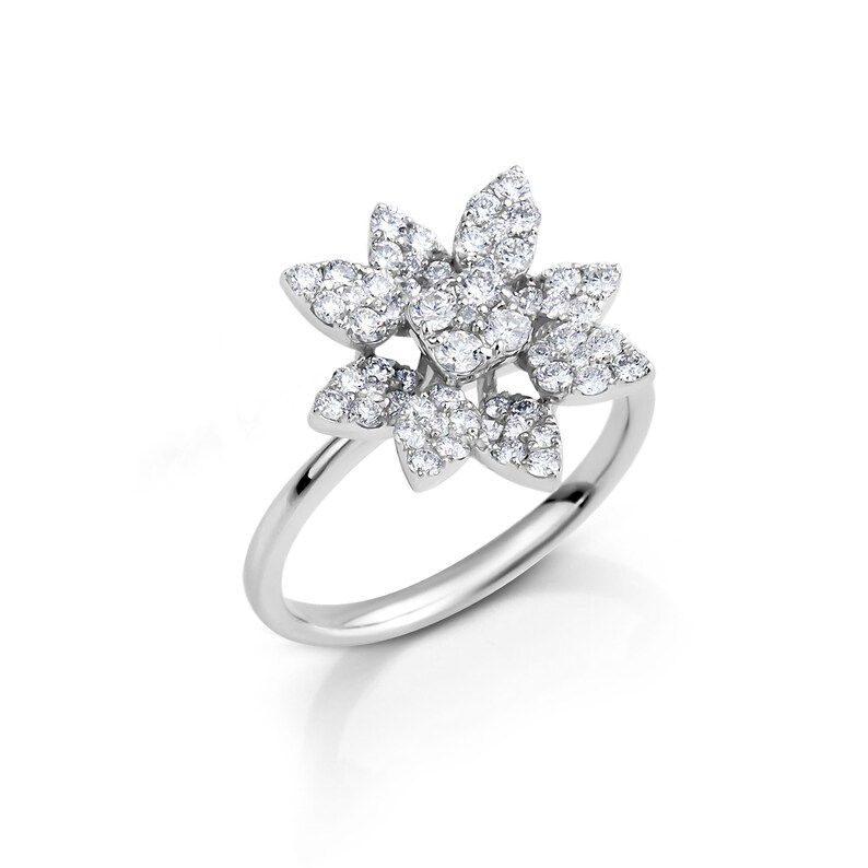Diamond Flower Cluster Ring Diamond Engagement Rings Vintage Diamond ...