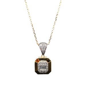 0.22 ct Diamond Necklace Gold · Wedding Jewelry Bridal Necklace - Dainty Baguette Necklace · Stylish Plain Flamboyant Pendant Necklace