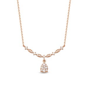 0,28 ct diamanten halsketting/diamant cluster ketting voor vrouwen/14K diamanten halsketting/afstudeercadeau/18k gouden ketting/bruiloft ketting