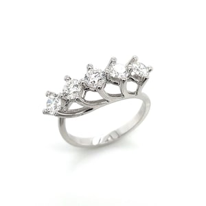 1.17 ct Five Stone Diamond Ring · Multi Diamond Ring · Five Stone Engagement Ring · 18K White Gold Wedding Band
